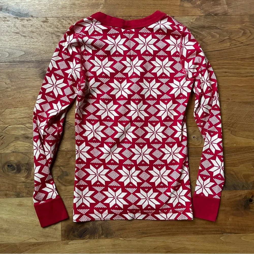 Hanna Andersson Holiday Snowflake Organic Cotton Long John Pajama Set S/M